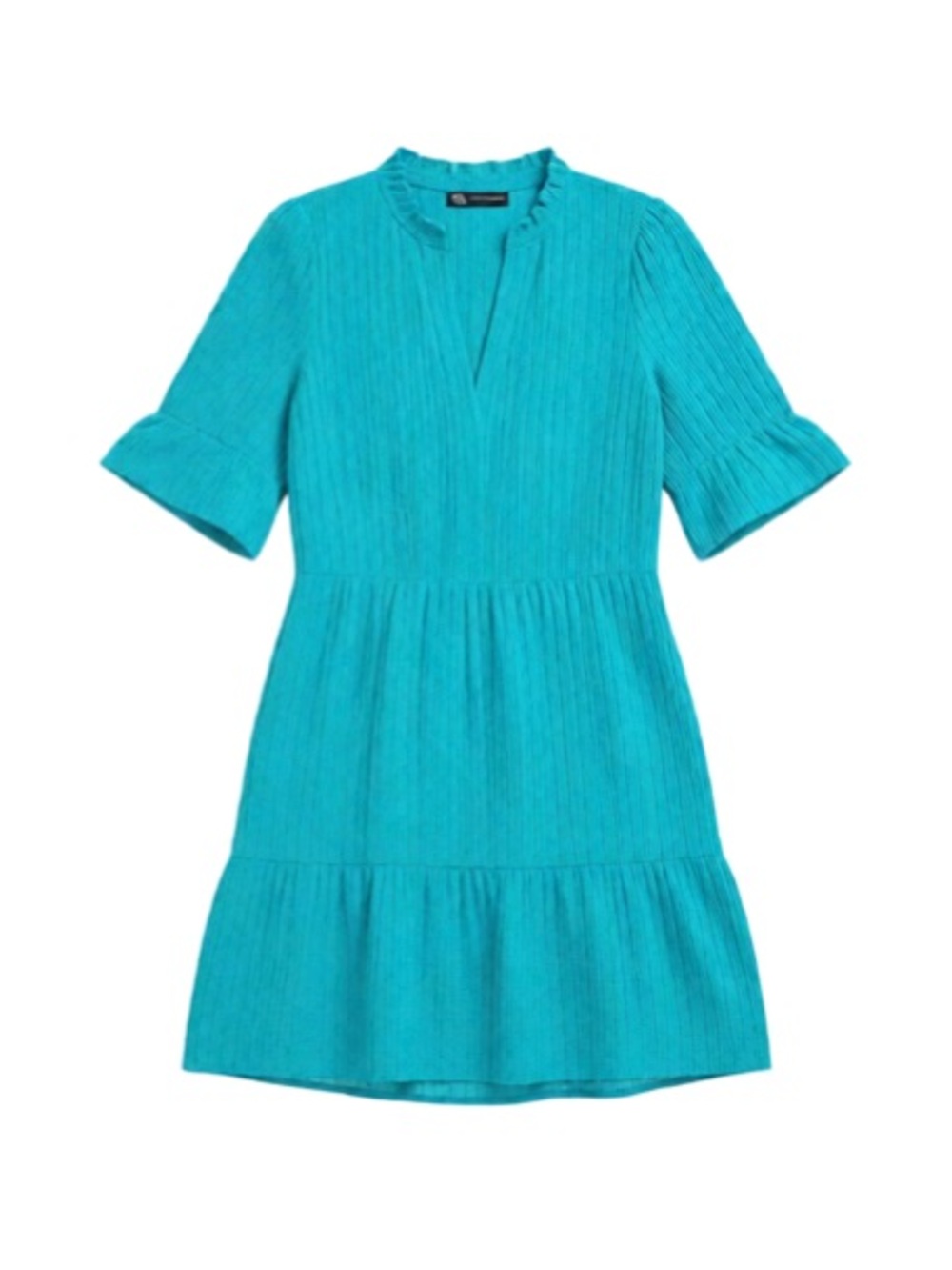 LOFT Ruffle Tie Neck Tiered Swing Dress